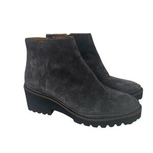 Gentle Souls by Kenneth Cole Leather Mona Charcoal Wedge Bootie Women's 6.5